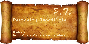 Petrovity Teodózia névjegykártya